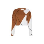 Max Mara Paggio Argyle Wool Boxy Sweater in Tobacco | Sweaters | Luxury Shoes 
