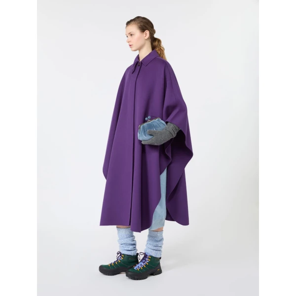 Max Mara Paggio Wool-Blend Maxi Cape in Purple | Coats | Luxury Shoes 