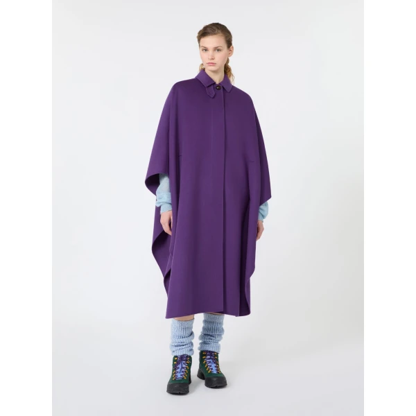 Max Mara Paggio Wool-Blend Maxi Cape in Purple | Coats | Luxury Shoes 
