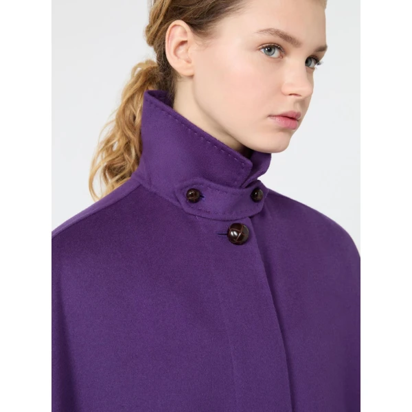 Max Mara Paggio Wool-Blend Maxi Cape in Purple | Coats | Luxury Shoes 