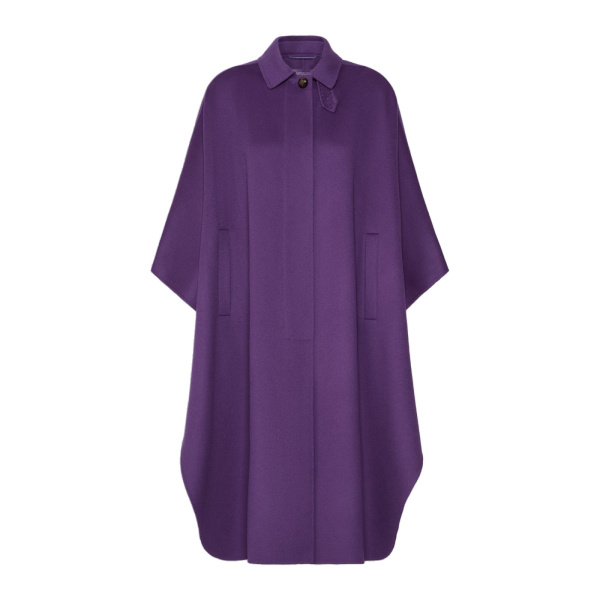 Max Mara Paggio Wool-Blend Maxi Cape in Purple | Coats | Luxury Shoes 
