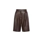 Max Mara Pagine Nappa Leather Bermuda Shorts in Dark Brown | Shorts | Luxury Shoes 