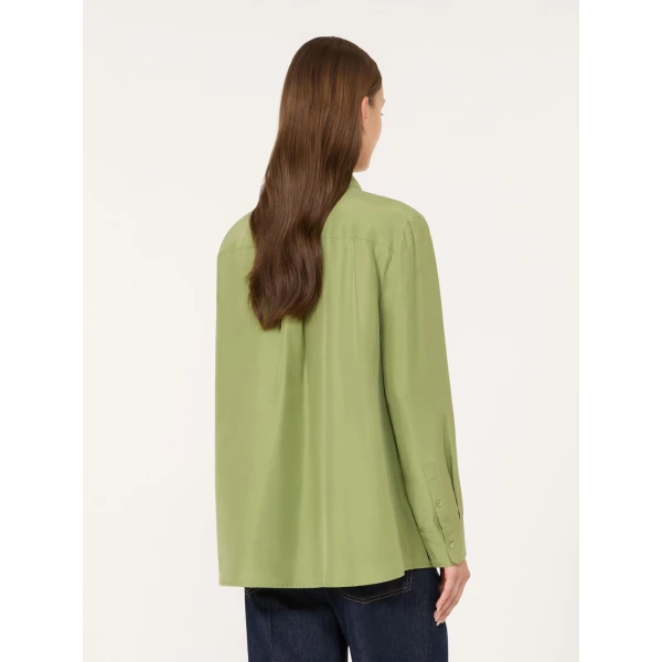 Max Mara Palanca Silk Habotai Shirt in Green | Shirts | Luxury Shoes 