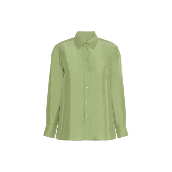Max Mara Palanca Silk Habotai Shirt in Green | Shirts | Luxury Shoes 