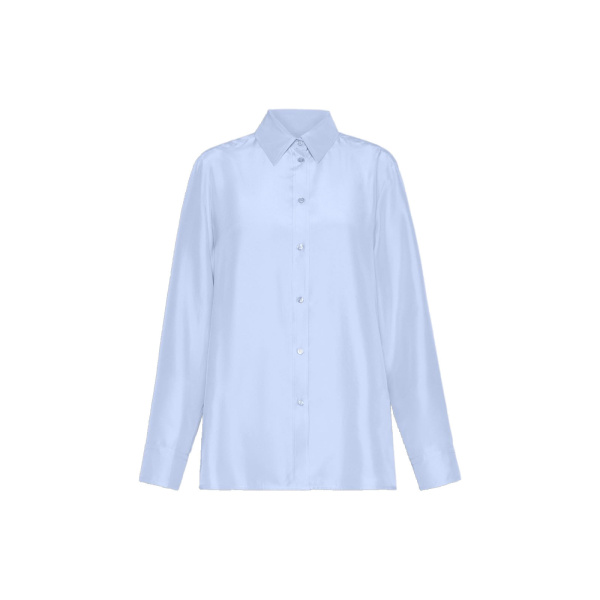 Max Mara Palanca Silk Habotai Shirt in Light Blue | Shirts | Luxury Shoes 