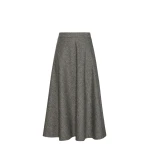 Max Mara Palazzi Wool Blend Donegal Midi Skirt in White Black | Midi Skirts | Luxury Shoes 