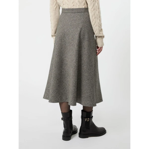 Max Mara Palazzi Wool Blend Donegal Midi Skirt in White Black | Midi Skirts | Luxury Shoes 