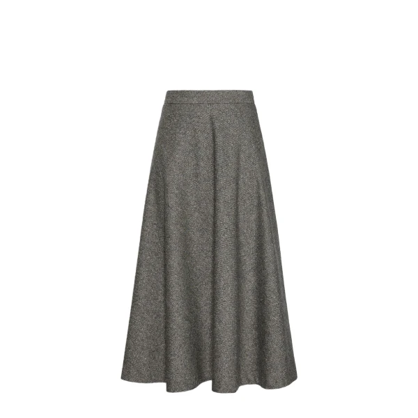 Palazzi Wool Blend Donegal Midi Skirt in White Black