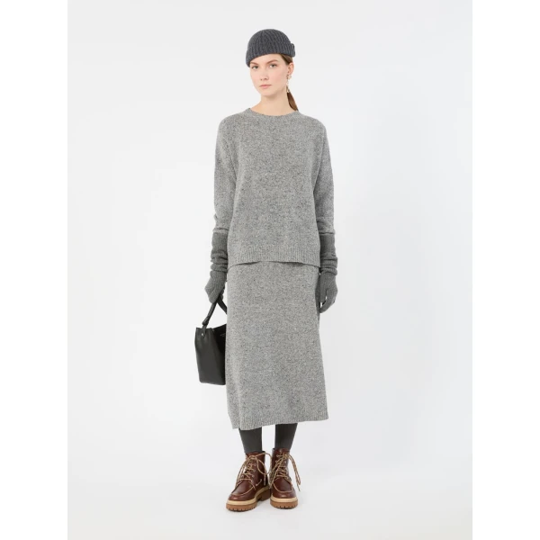 Max Mara Palchi Tweed-Effect Wool and Silk Jumper in Medium Grey | Sweaters | Luxury Shoes 