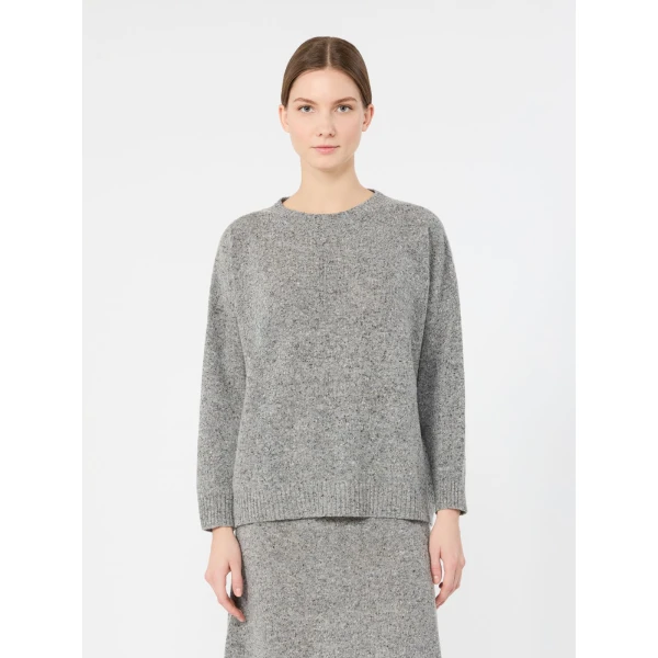 Max Mara Palchi Tweed-Effect Wool and Silk Jumper in Medium Grey | Sweaters | Luxury Shoes 