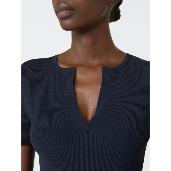 Max Mara Palmeti Viscose Crepe Sweater with Scarf in Ultramarine | Sweaters | Luxury Shoes 