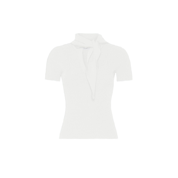 Max Mara Palmeti Viscose Crepe Sweater with Scarf in White | Sweaters | Luxury Shoes 