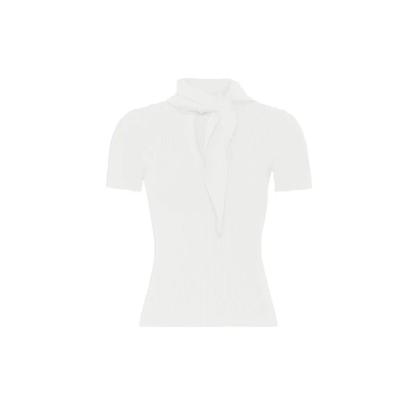 Palmeti Viscose Crepe Sweater with Scarf in White