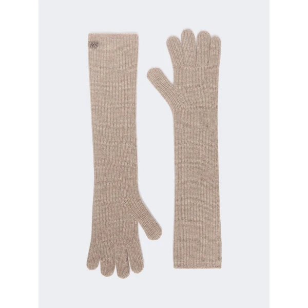 Max Mara Palmi Long Cashmere Gloves in Honey | Gloves | Luxury Shoes 