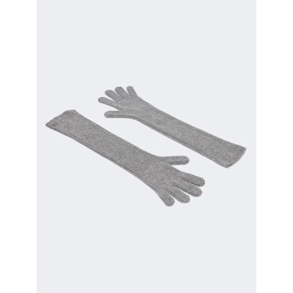 Max Mara Palmi Long Cashmere Gloves in Light Grey | Gloves | Luxury Shoes 