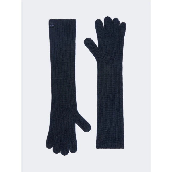 Max Mara Palmi Long Cashmere Gloves in Ultramarine | Gloves | Luxury Shoes 