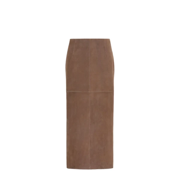 Palmi Suede Midi Skirt in Brown