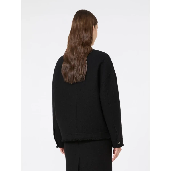 Max Mara Palmizi Double Jersey Wool Bomber Jacket in Black | Blazers | Luxury Shoes 
