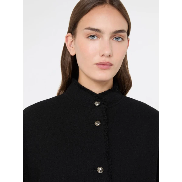 Max Mara Palmizi Double Jersey Wool Bomber Jacket in Black | Blazers | Luxury Shoes 