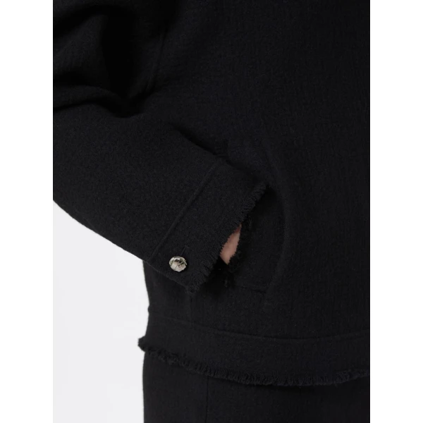 Max Mara Palmizi Double Jersey Wool Bomber Jacket in Black | Blazers | Luxury Shoes 