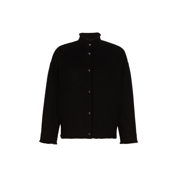 Max Mara Palmizi Double Jersey Wool Bomber Jacket in Black | Blazers | Luxury Shoes 