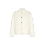 Max Mara Palmizi Double Jersey Wool Bomber Jacket in White | Blazers | Luxury Shoes 