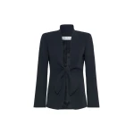 Max Mara Palo Cady Sash Jacket in Midnight Blue | Blazers | Luxury Shoes 