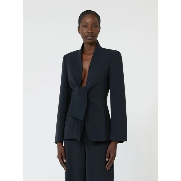 Max Mara Palo Cady Sash Jacket in Midnight Blue | Blazers | Luxury Shoes 