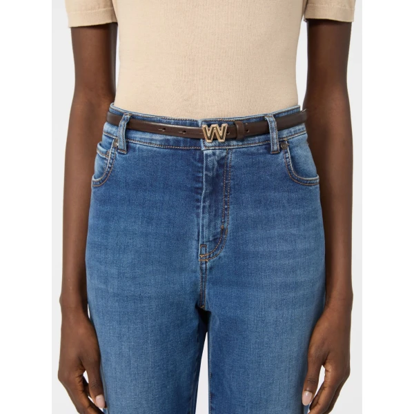 Max Mara Palude Thin Leather Belt in Chocolate | Belts | Luxury Shoes 