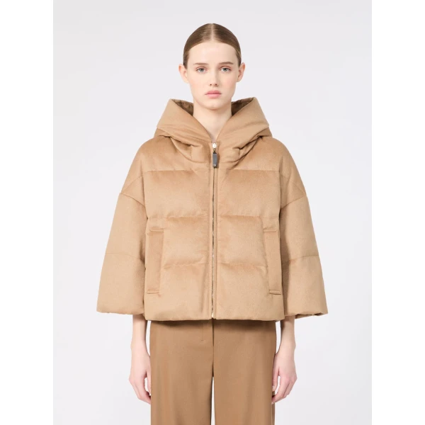 Max Mara Pam Reversible Cape-Style Camel Puffer in Beige | Jackets | Luxury Shoes 