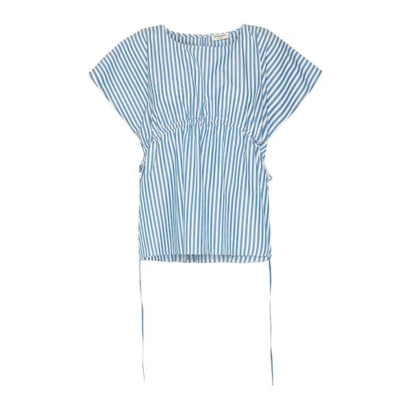 Max Mara Panda Cotton Poplin Blouse in Cornflower Blue | Women | Luxury Shoes 