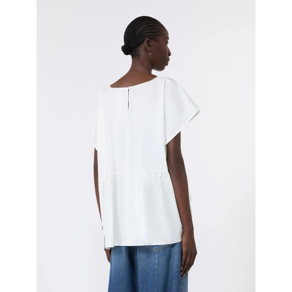 Max Mara Panda Cotton Poplin Blouse in White | Blouse | Luxury Shoes 