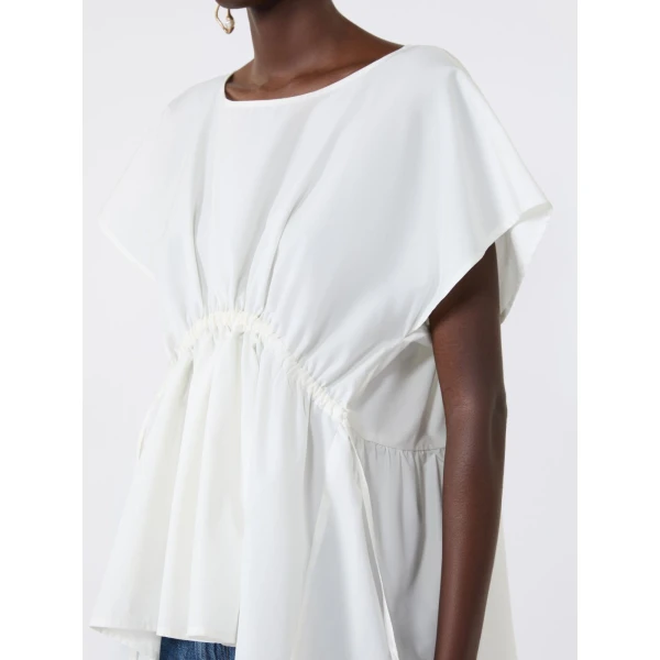 Max Mara Panda Cotton Poplin Blouse in White | Blouse | Luxury Shoes 
