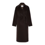 Max Mara Panda Wool, Alpaca and Cashmere Robe Coat in Dark Brown | Wool Coat | Luxury Shoes 