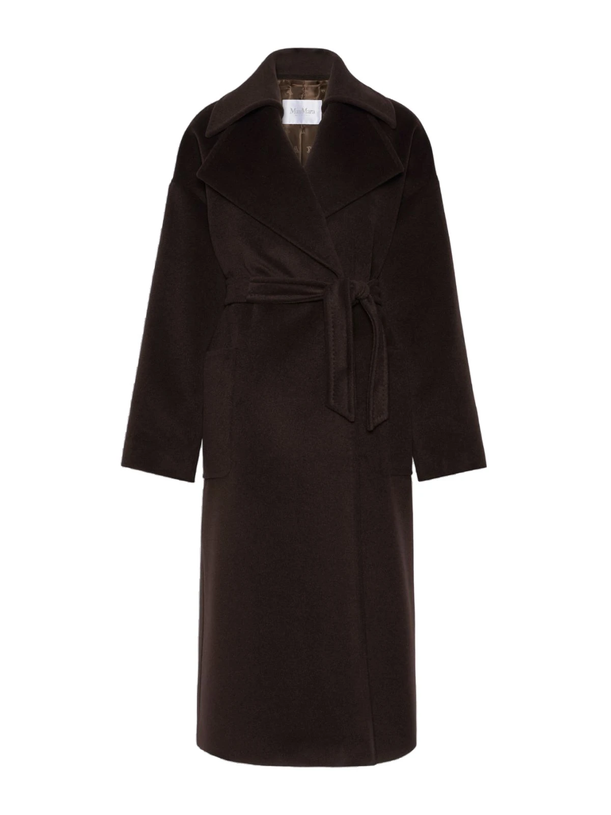 Max Mara Panda Wool, Alpaca and Cashmere Robe Coat in Dark Brown Max Mara Panda Wool, Alpaca and Cashmere Robe Coat in Dark Brown | Wool Coat | Luxury Shoes