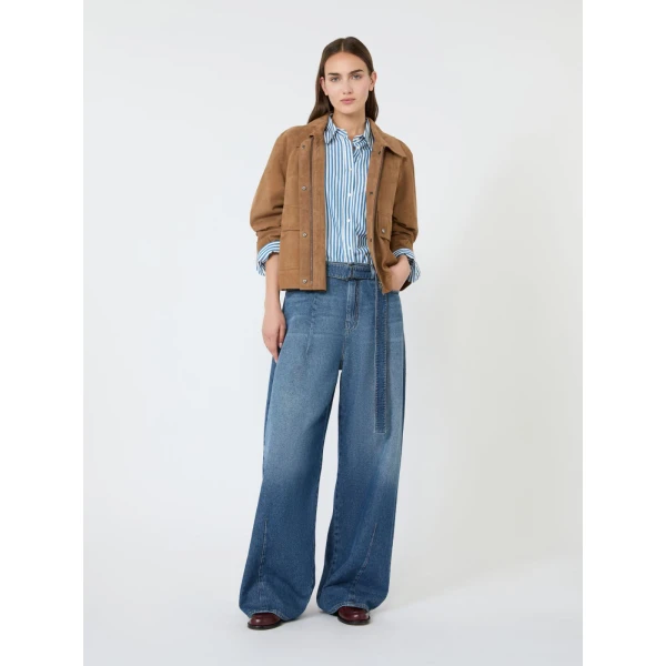 Max Mara Panetto Boxy Cotton Poplin Shirt in Cornflower Blue | Shirts | Luxury Shoes 