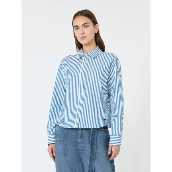 Max Mara Panetto Boxy Cotton Poplin Shirt in Cornflower Blue | Shirts | Luxury Shoes 