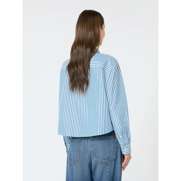 Max Mara Panetto Boxy Cotton Poplin Shirt in Cornflower Blue | Shirts | Luxury Shoes 