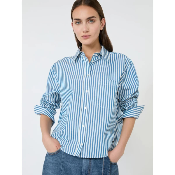 Max Mara Panetto Boxy Cotton Poplin Shirt in Cornflower Blue | Shirts | Luxury Shoes 