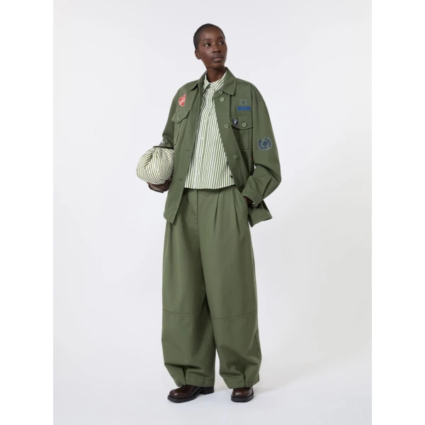 Max Mara Panetto Boxy Cotton Poplin Shirt in Green | Shirts | Luxury Shoes 