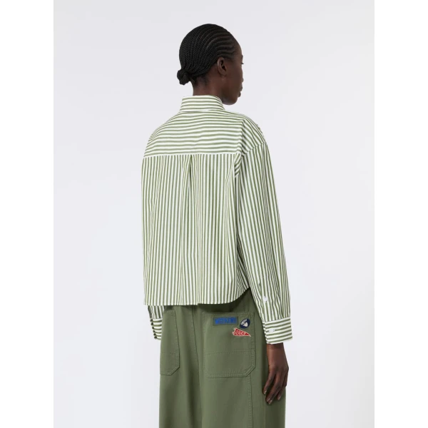 Max Mara Panetto Boxy Cotton Poplin Shirt in Green | Shirts | Luxury Shoes 