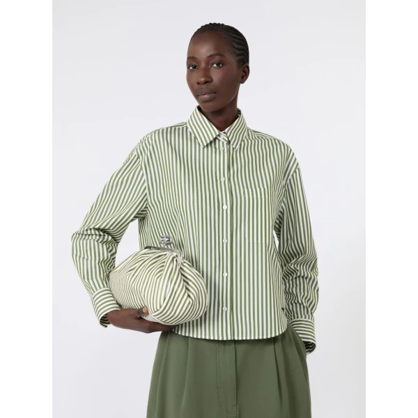 Max Mara Panetto Boxy Cotton Poplin Shirt in Green | Shirts | Luxury Shoes 