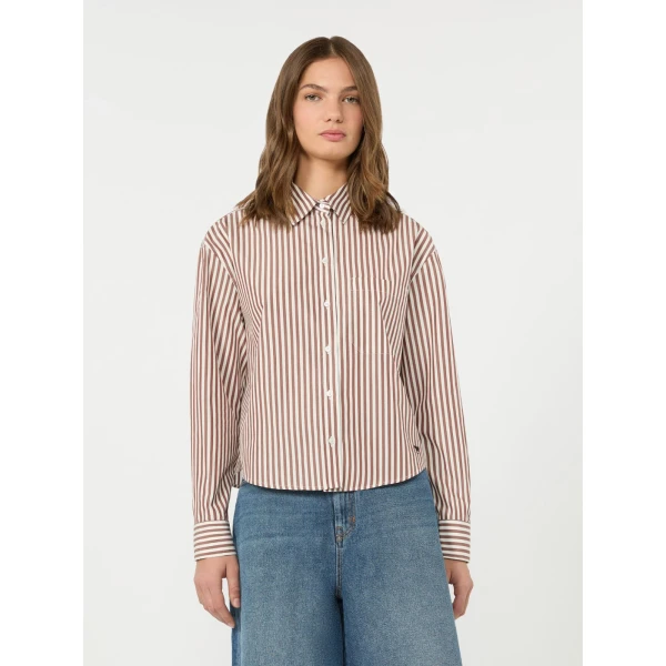 Max Mara Panetto Boxy Cotton Poplin Shirt in Terra Cotta | Shirts | Luxury Shoes 