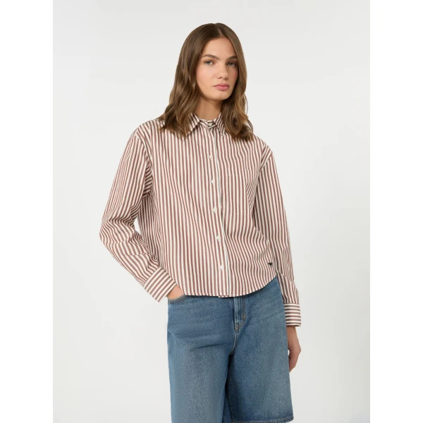 Max Mara Panetto Boxy Cotton Poplin Shirt in Terra Cotta | Shirts | Luxury Shoes 
