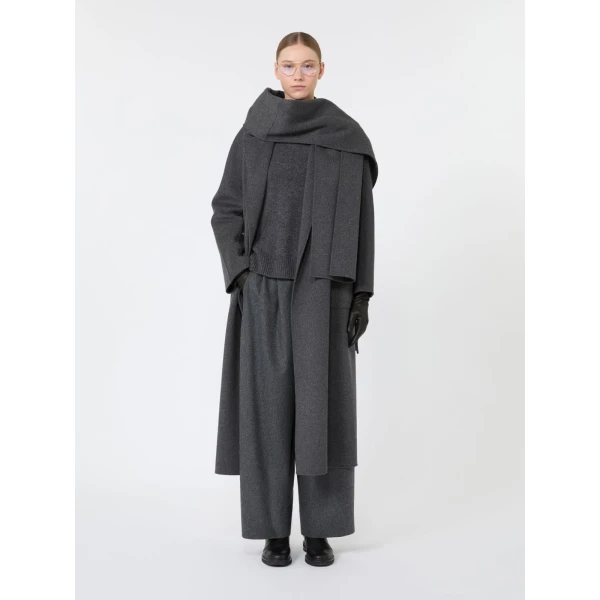 Max Mara Panfilo Flared Wool Flannel Trousers in Dark Grey | Wide leg pants | Luxury Shoes 