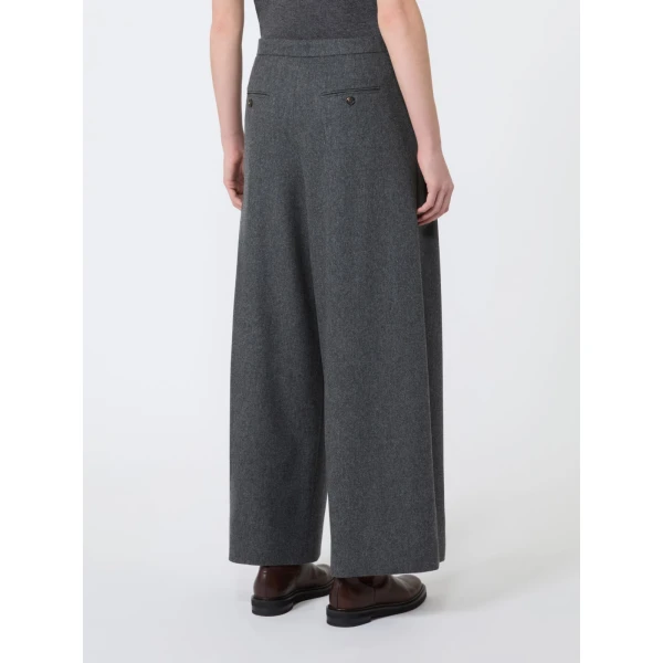 Max Mara Panfilo Flared Wool Flannel Trousers in Dark Grey | Wide leg pants | Luxury Shoes 