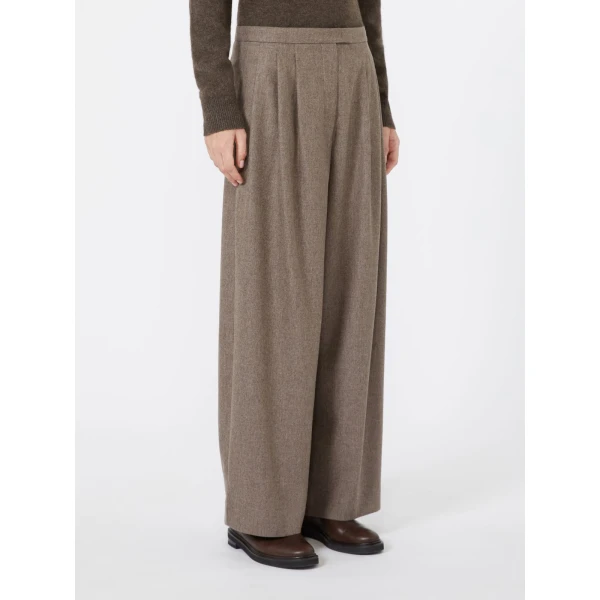 Max Mara Panfilo Flared Wool Flannel Trousers in Turtledove | Wide leg pants | Luxury Shoes 