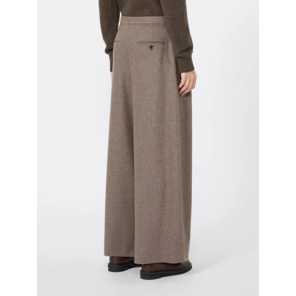 Max Mara Panfilo Flared Wool Flannel Trousers in Turtledove | Wide leg pants | Luxury Shoes 