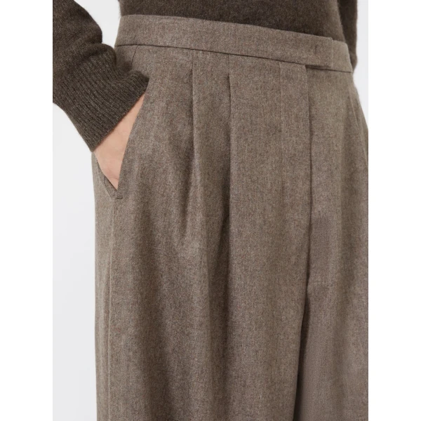 Max Mara Panfilo Flared Wool Flannel Trousers in Turtledove | Wide leg pants | Luxury Shoes 
