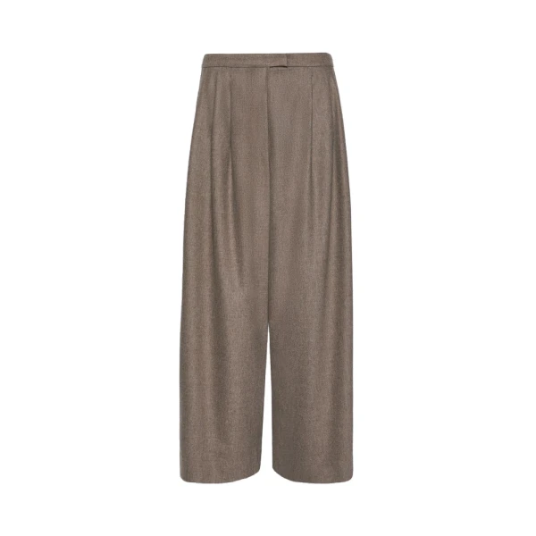 Max Mara Panfilo Flared Wool Flannel Trousers in Turtledove | Wide leg pants | Luxury Shoes 